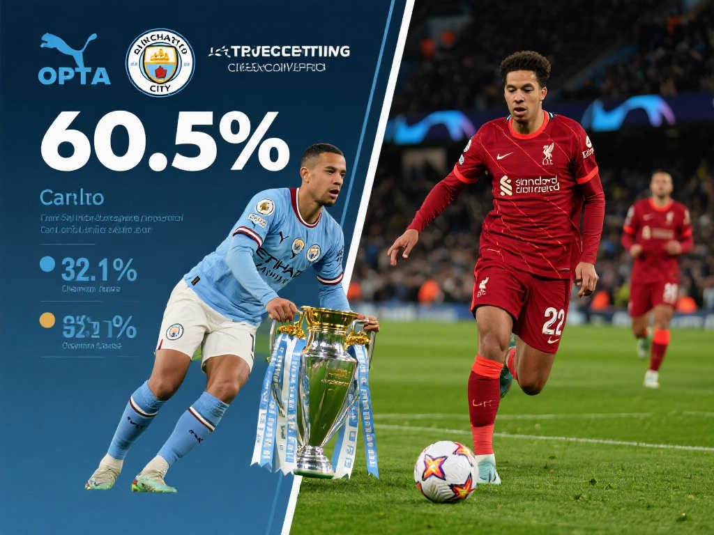 Opta英超冠军预测：曼城胜算高达60.5%，利物浦紧随32.1%